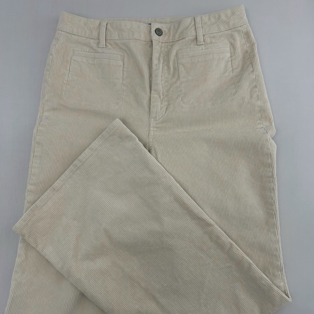 J.Crew Corduroy Pants Womens 30 Cream High Rise Flare Patch Pocket Retro Boho